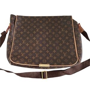 Louis Vuitton Brown Monogram Messenger Bag with Gold Hardware